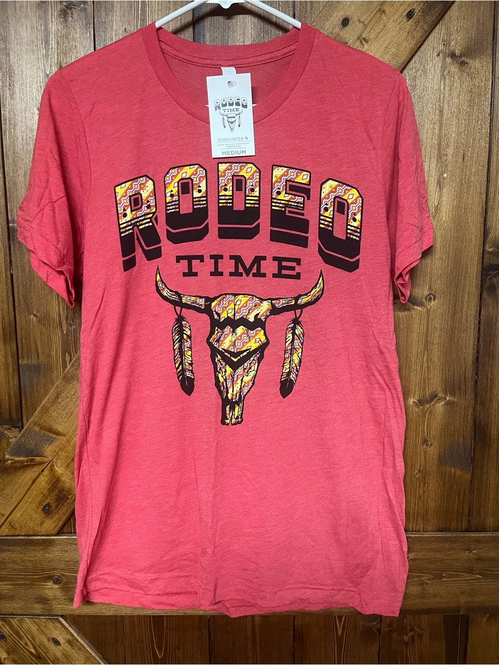 Rodeo Time Men's Graphic T-Shirt - Coral Medium